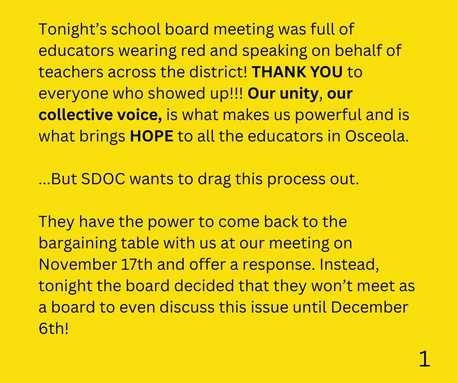 Tonight's school board meeting educators wore red
