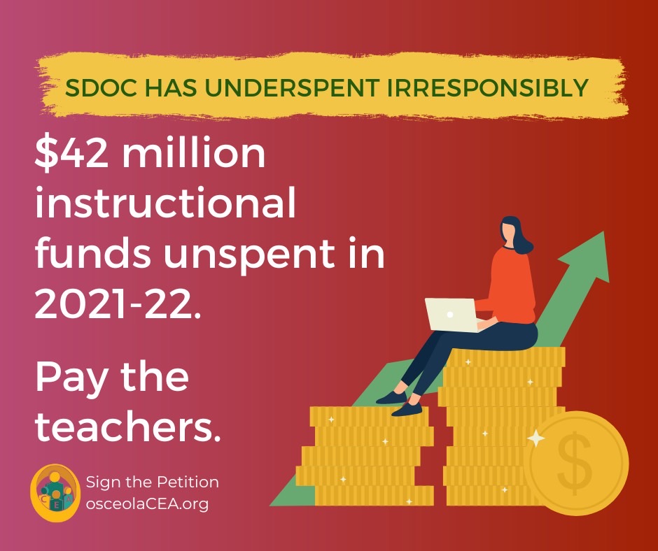 The School District of Osceola County had $42 Million in instructional funds that they never spent in 2021-2022.
