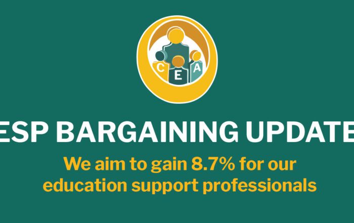 ESP Bargaining Update, we're aiming for 8.7% for our education support professionals.