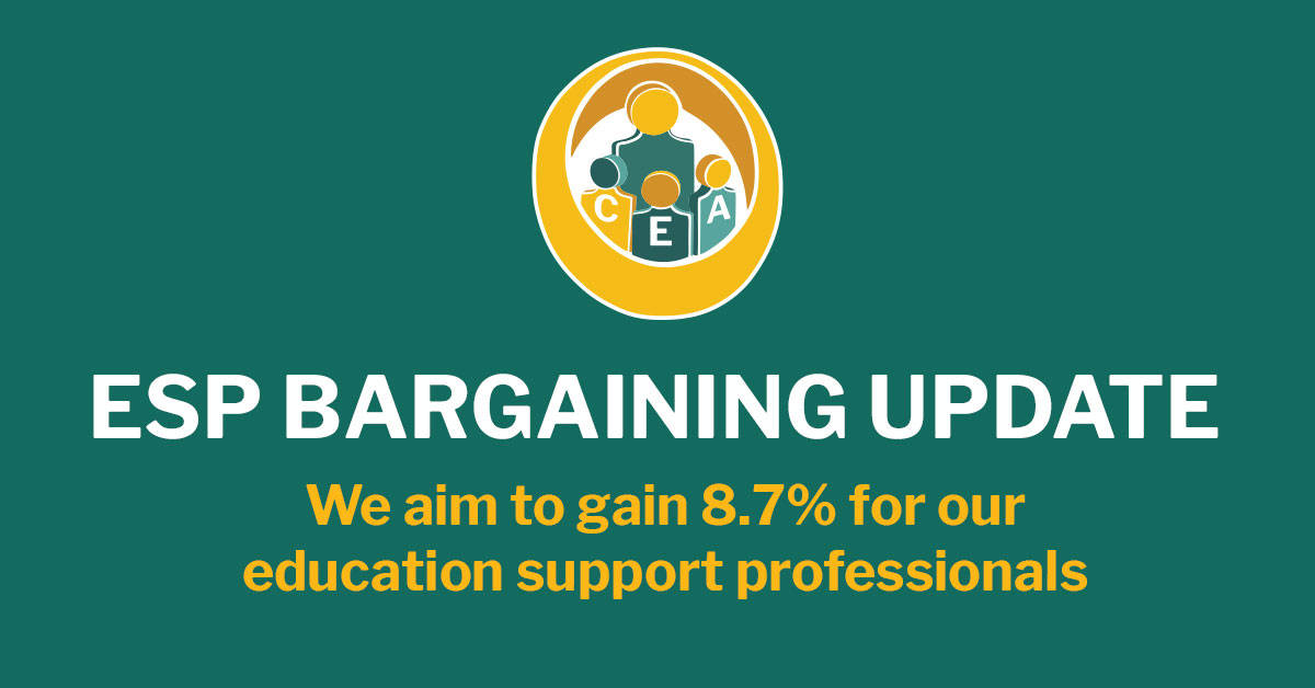 ESP Bargaining Update, we're aiming for 8.7% for our education support professionals.