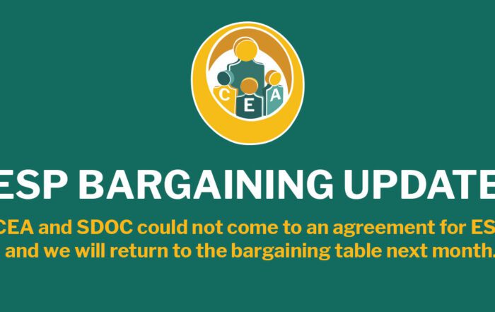 OCEA and SDOC could not come to an agreement for ESP's and we will return to the bargaining table next month.