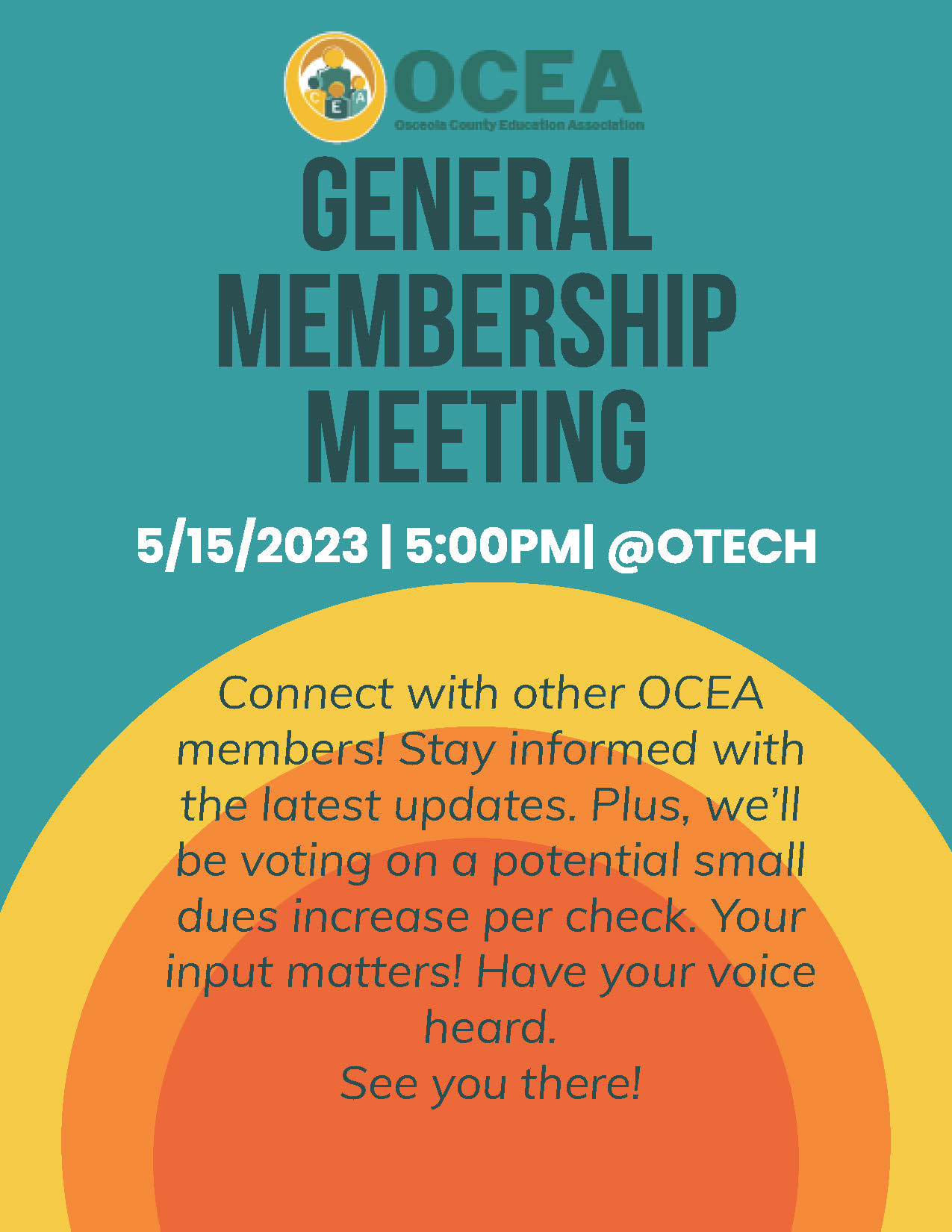 Join us at Osceola Technical College on May 15th for our general membership meeting. 