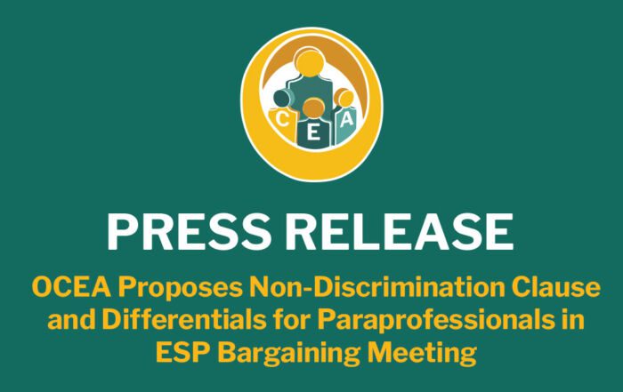 OCEA Proposes Non-Discrimination Clause and Differentials for Paraprofessionals in ESP Bargaining Meeting