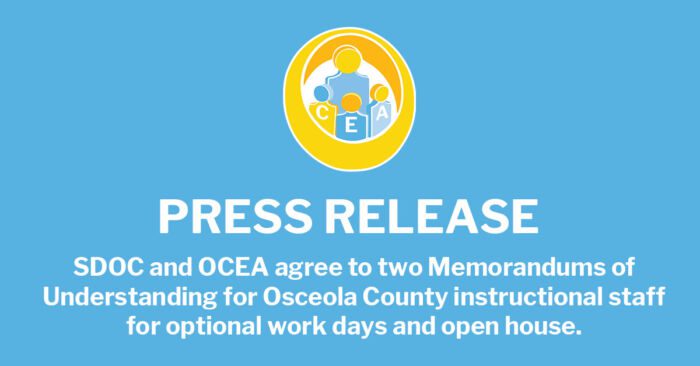 SDOC and OCEA agree to two Memorandums of Understanding for Osceola County instructional staff for optional work days and open house.