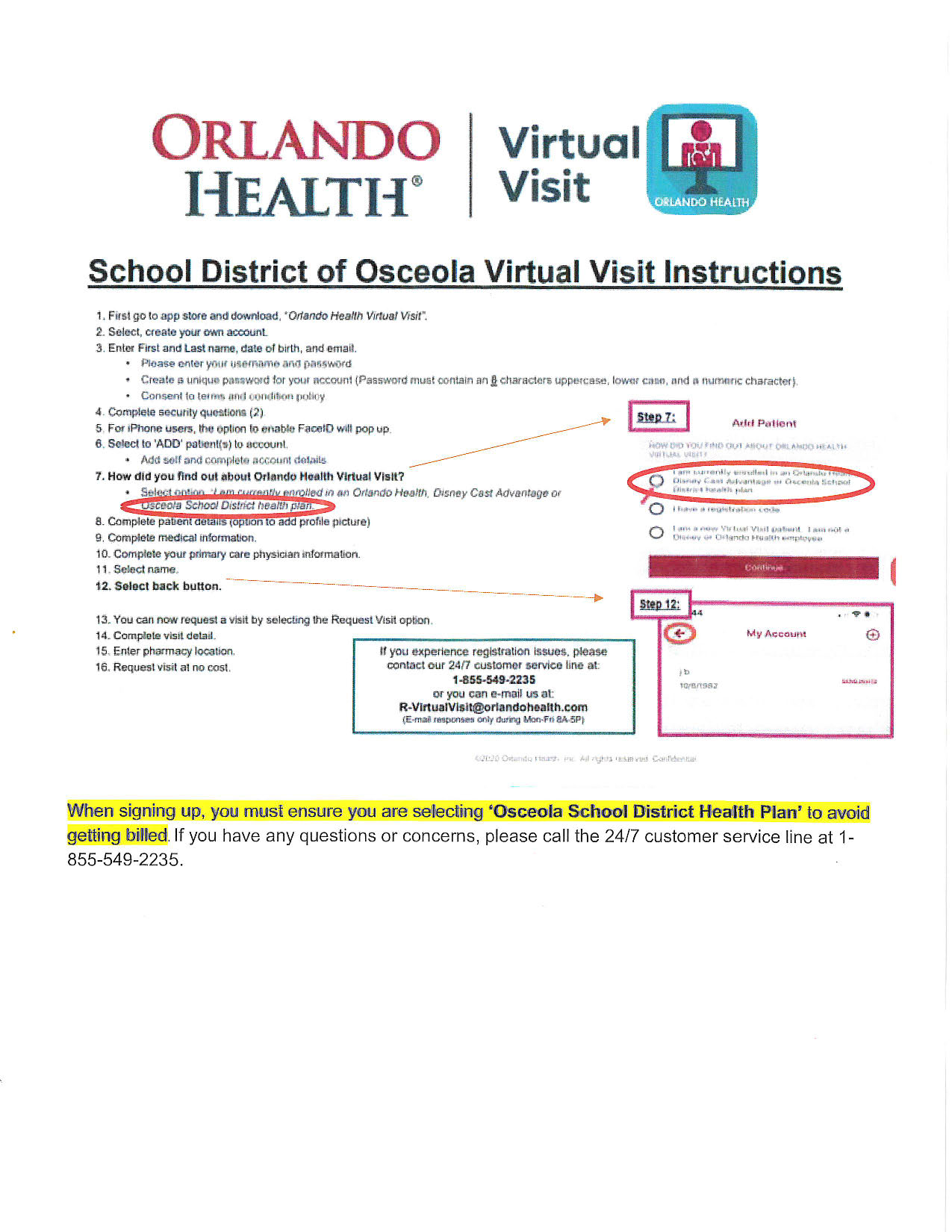 Orlando Health Virtual Visit Instructions for SDOC employees