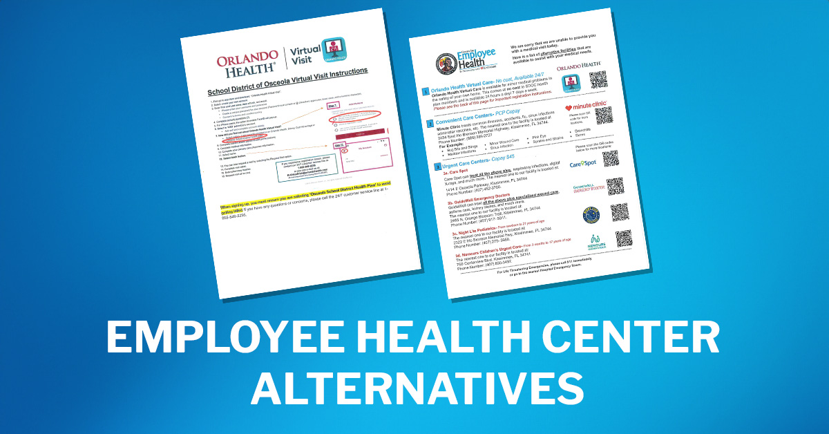 OCEA members, here are some alternative options, including virtual options, when you cannot access the SDOC Employee Health Center.