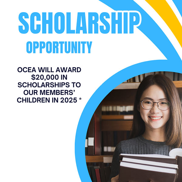 Ocea will award $20,000 in scholarships to our members' children in 2025