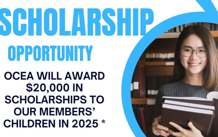 Ocea will award $20,000 in scholarships to our members' children in 2025