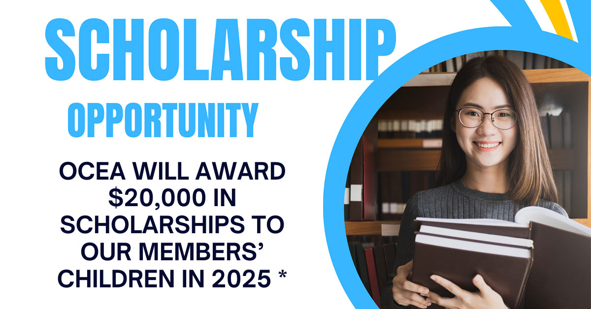 Ocea will award $20,000 in scholarships to our members' children in 2025