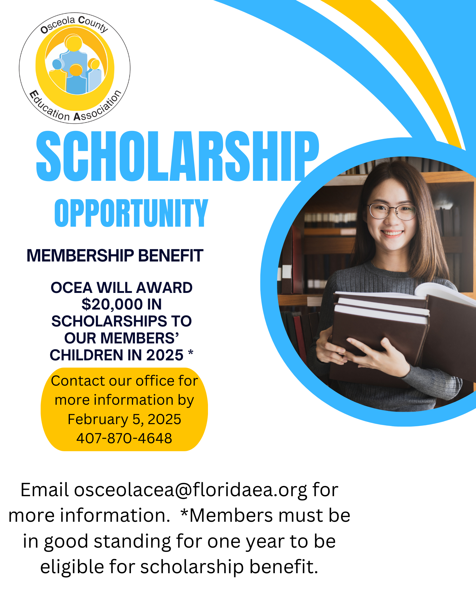 Ocea will award $20,000 in scholarships to our members' children in 2025.