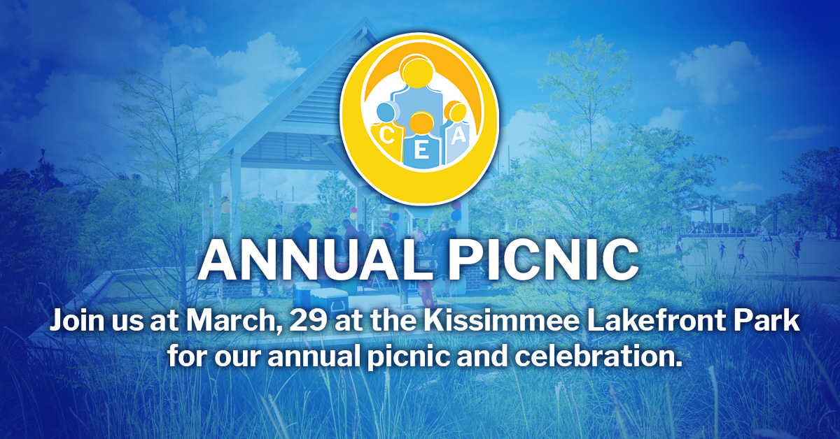 Join us at March, 29 at the Kissimmee Lakefront Park for our annual picnic and celebration.