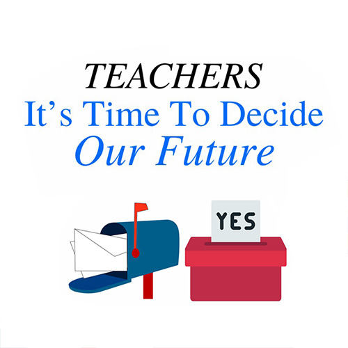 Teachers, now it's our turn to decide our future in the PERC vote. Your ballots will be arriving the week of April 29th. Please fill and return ASAP!