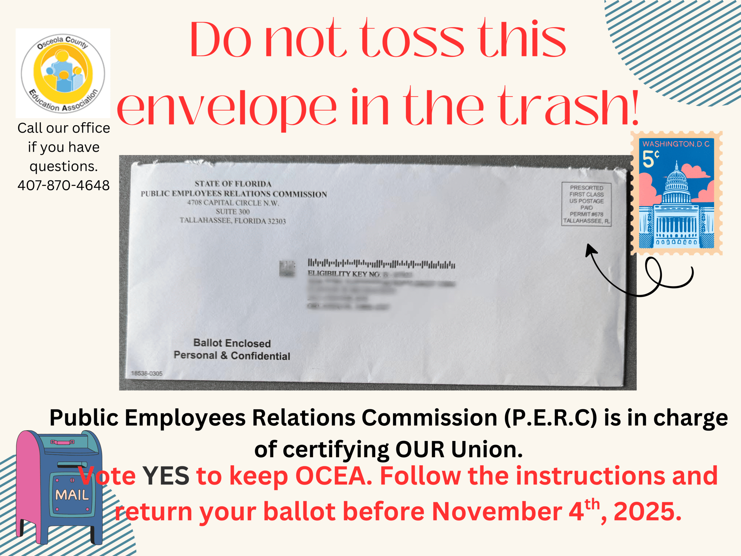 ote YES to keep OCEA. Follow the instructions and feturn your ballot before November 4th, 2025.