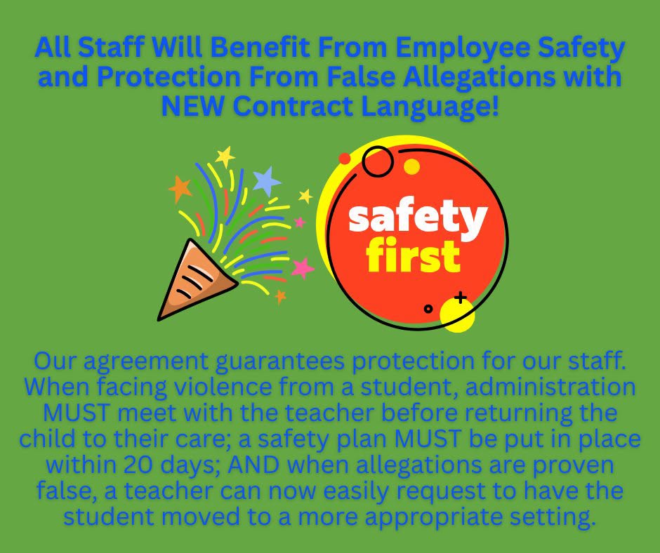 New contract language protecting staff from false allegations.