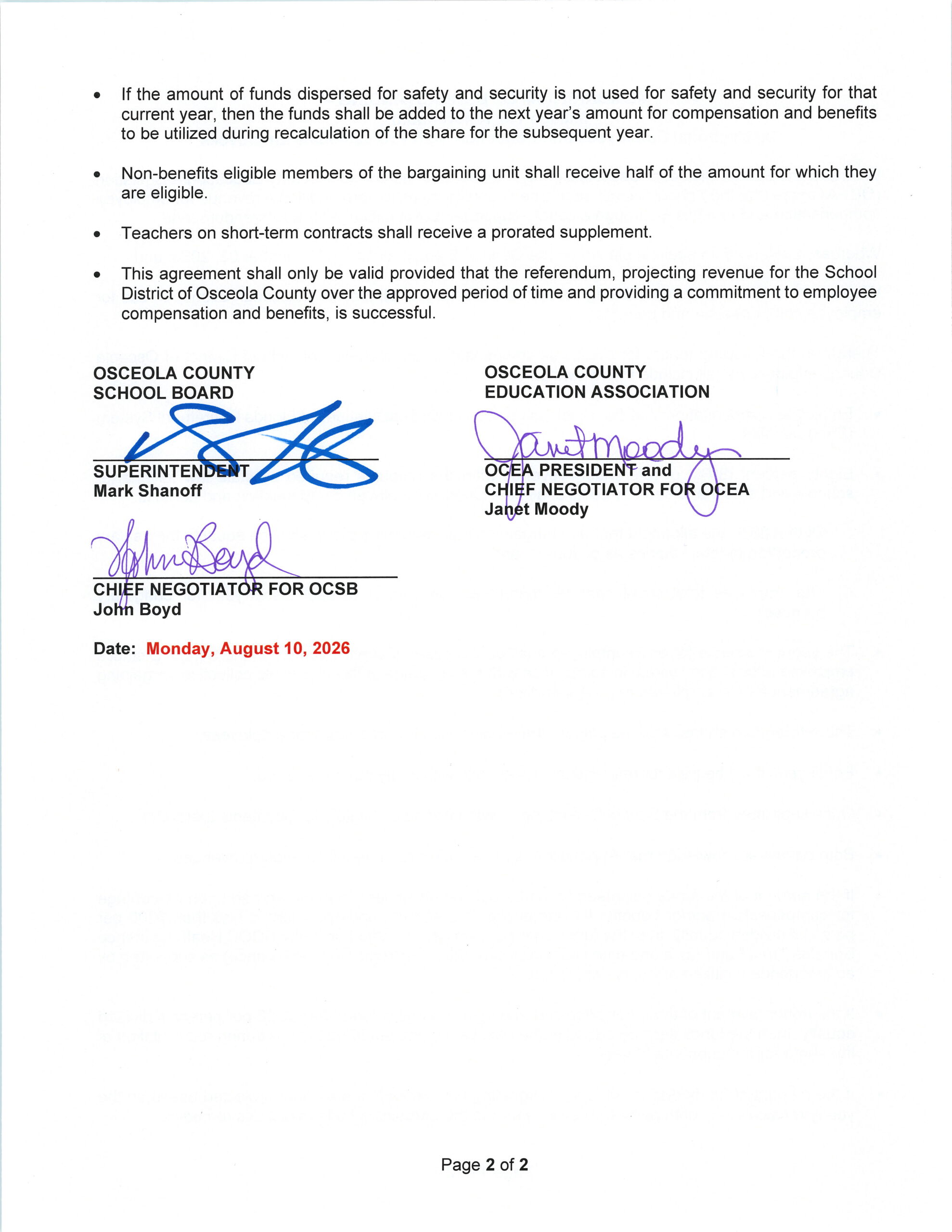 MOU Page 2 for the Millage referendum