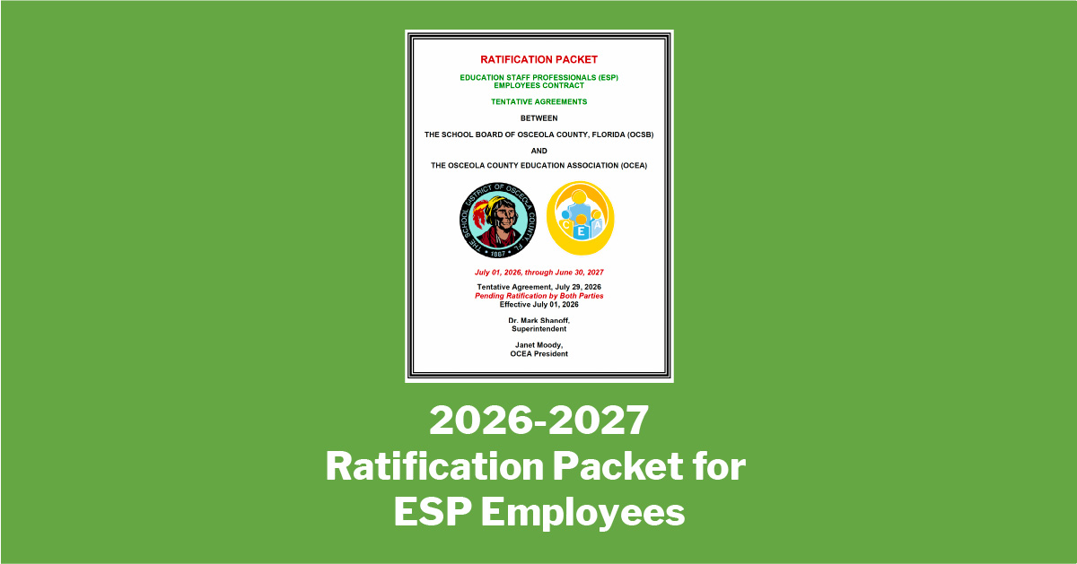 OCEA presents your ESP Employee Ratification Documents for the 2026-2027 school year.