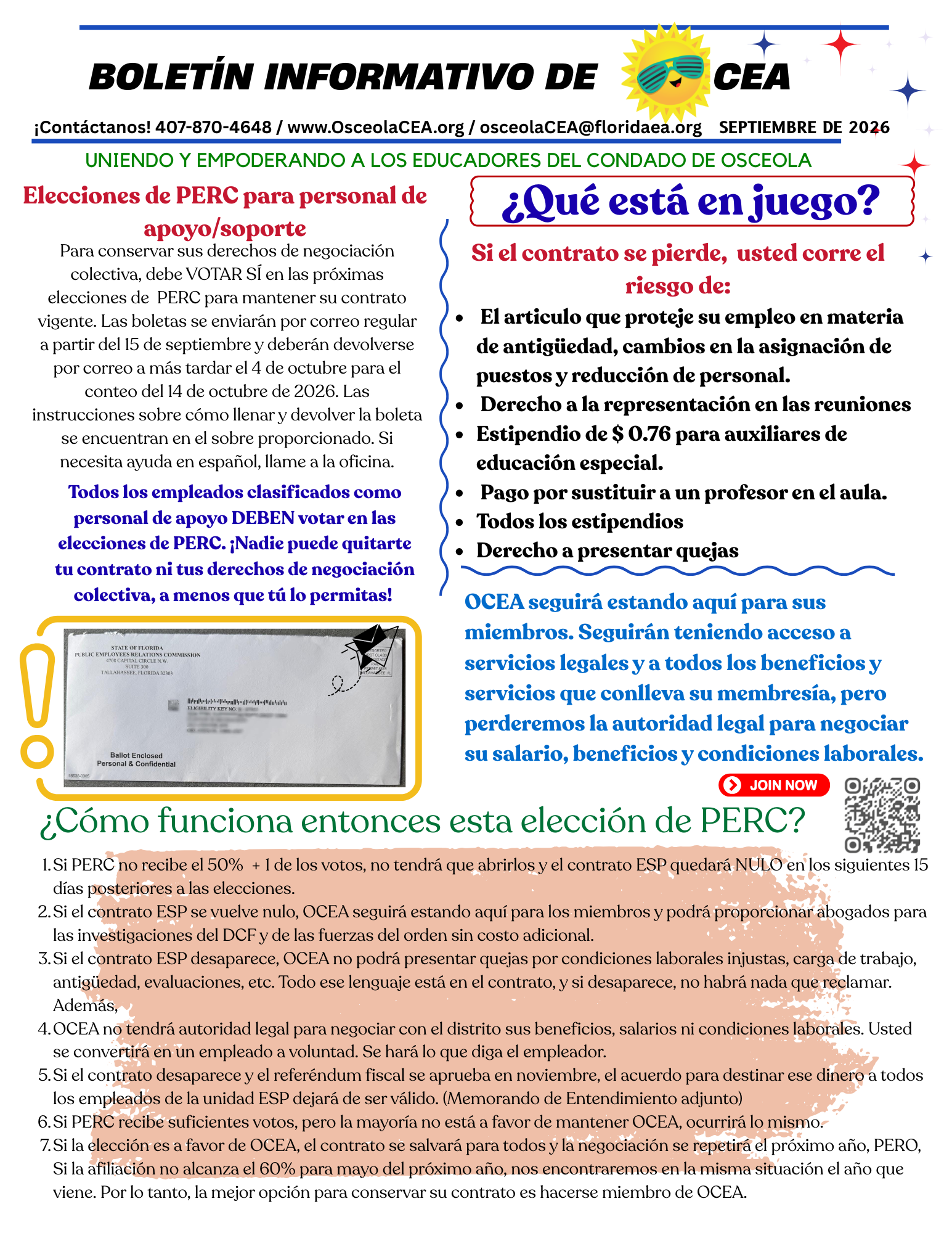 September OCEA Newsletter in Spanish